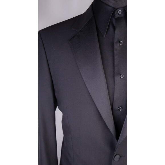 Joseph Abboud Tuxedo Blazer Mens Solid Black Dinner Jacket Coat Sz 40L 2-Button - Picture 5 of 14
